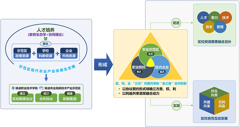 校政企“三元”共建共享的“金三角”合作机制结构图
